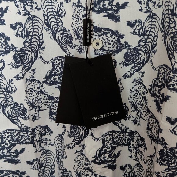 Bugatchi Shaped Fit Tiger & Leopard Dress Shirt Size Medium NWT - Picture 9 of 13